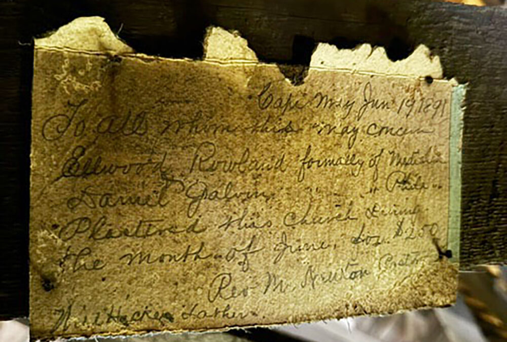 East Lynne Theater Company’s new home at the Allen African Methodist Episcopal Church; historic note found during renovations