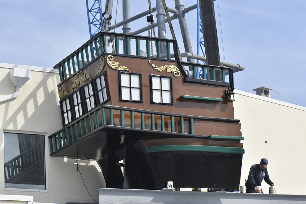 New Playland pirate ship goes up